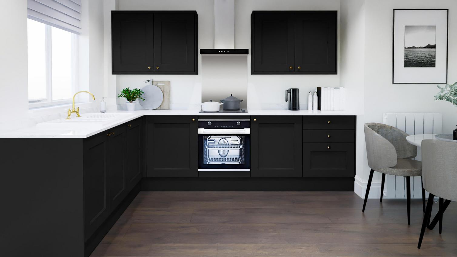 Elmbridge Paint To Order Black EKES L Shape Kitchen Set
