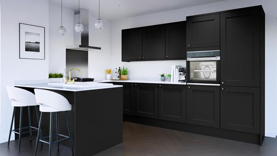 Elmbridge Paint To Order Black EKES Penisula Kitchen Set