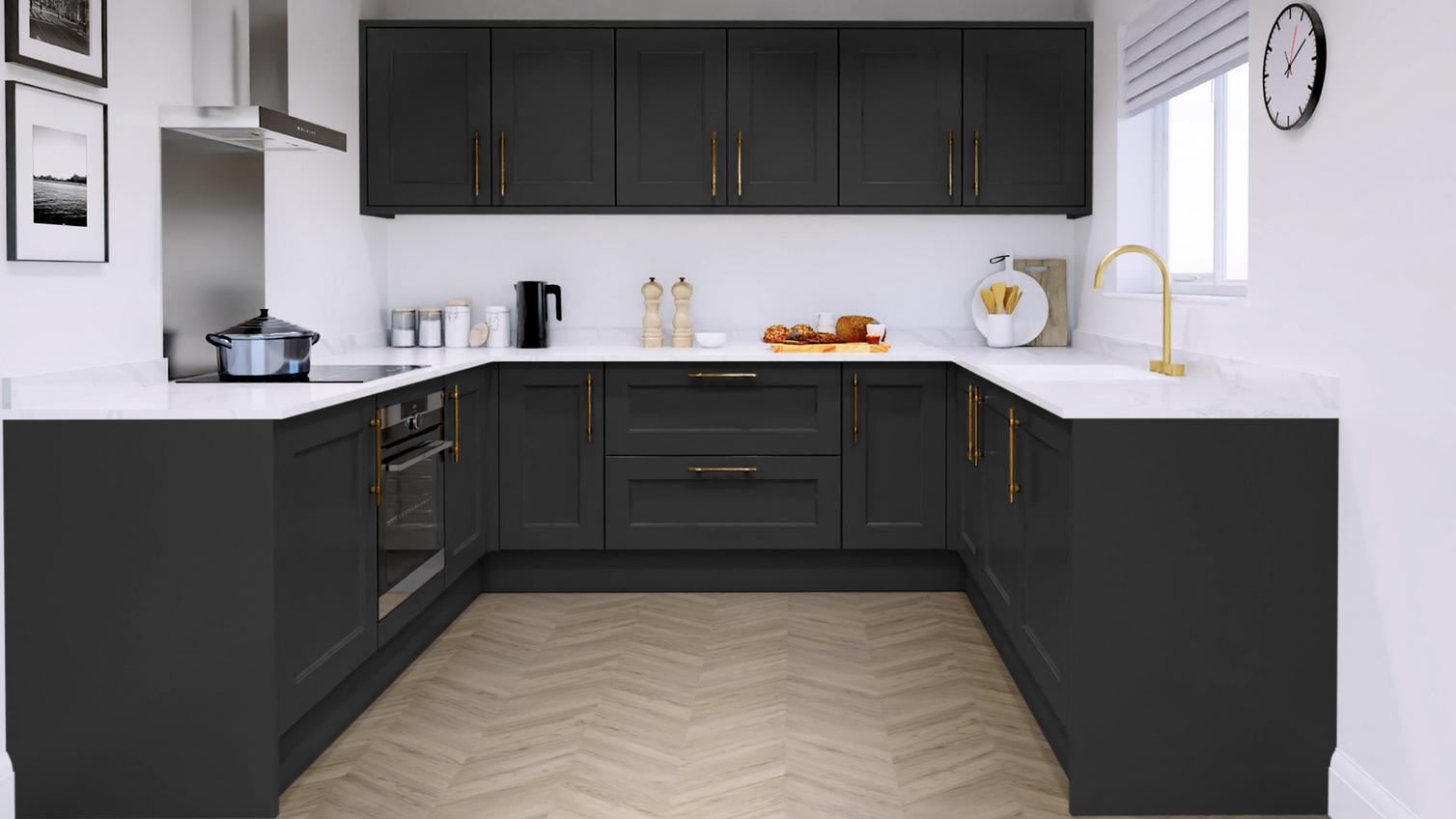 Elmbridge Paint To Order Charcoal EKES U Shape Kitchen Set