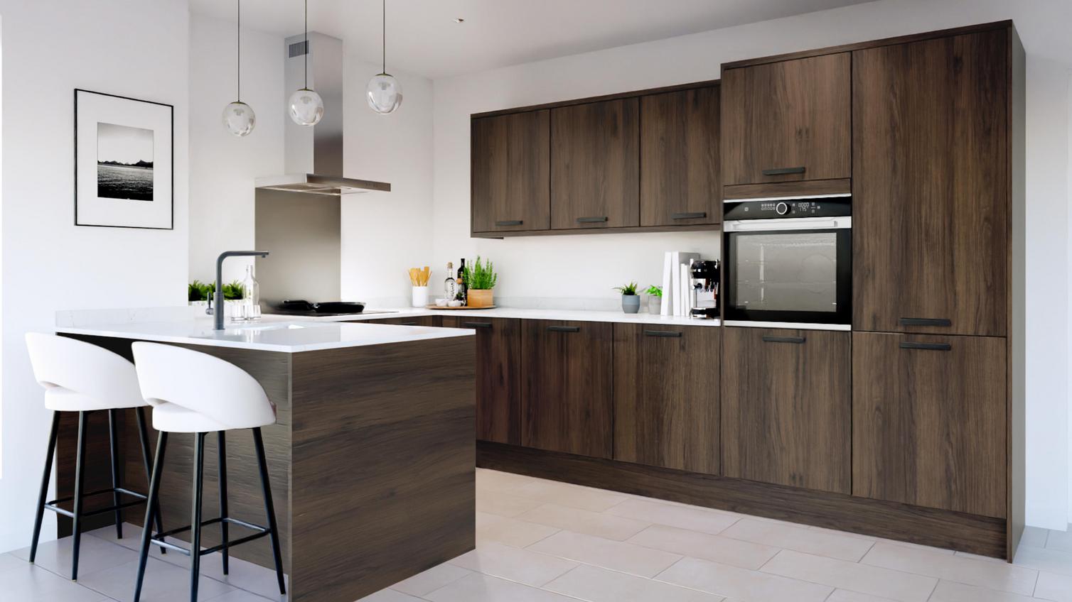 Hockley Walnut Peninsula Kitchen
