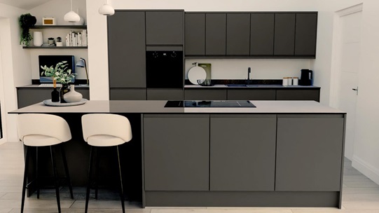 Clerkenwell Super Matt Slate Grey EKES Island Main Set Shot