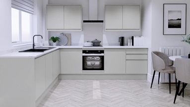 Clerkenwell Gloss Dove Grey EKES L Shaped Main Set Shot