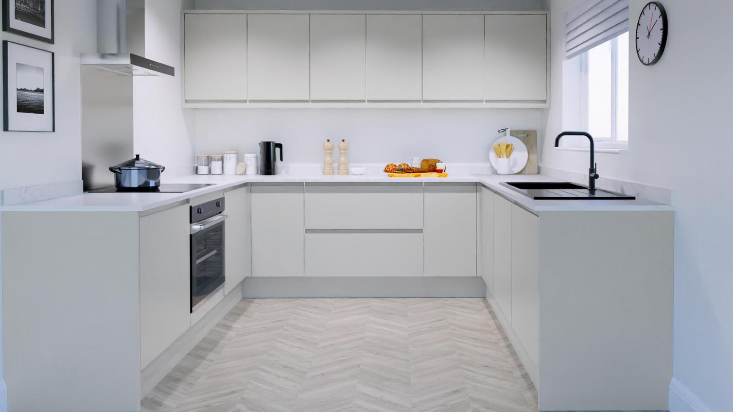 Clerkenwell Gloss Dove Grey EKES U Shaped Main Set Shot