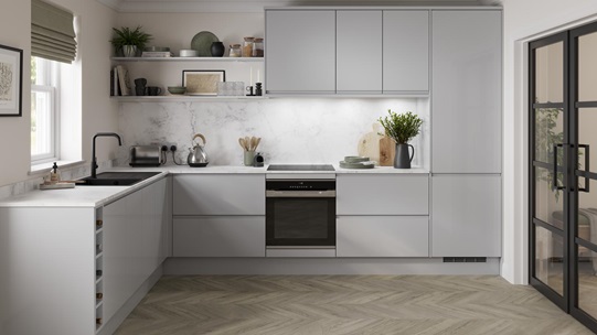 Clerkenwell Gloss Dove Grey Kitchen Set Shot