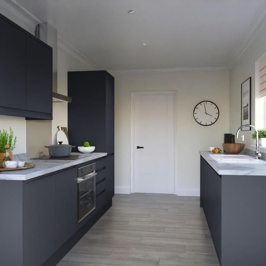 Clerkenwell Super Matt Navy EKES Galley Main Set Shot