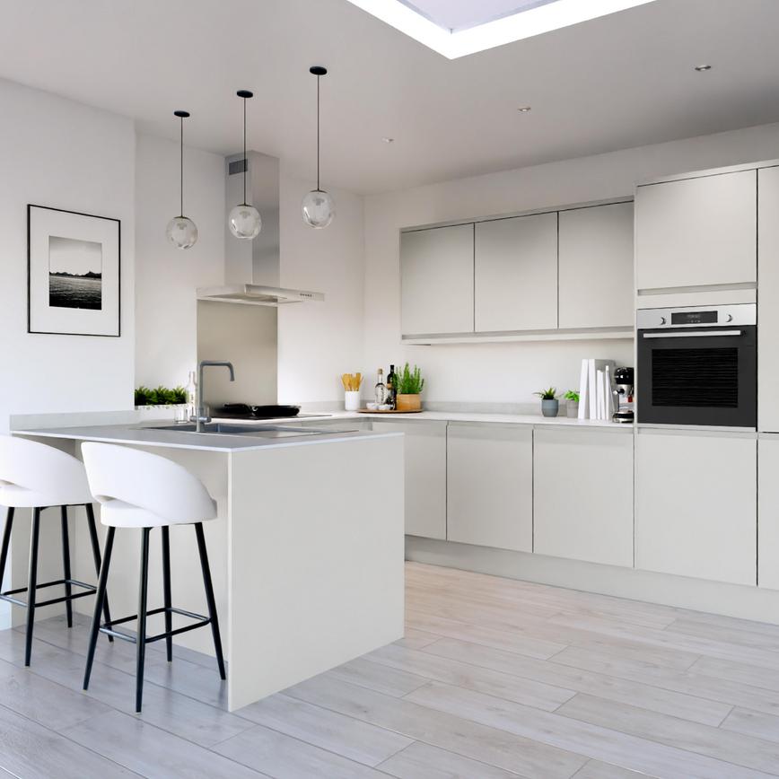 Clerkenwell Super Matt Dove Grey Peninsula Handleless Peninsula