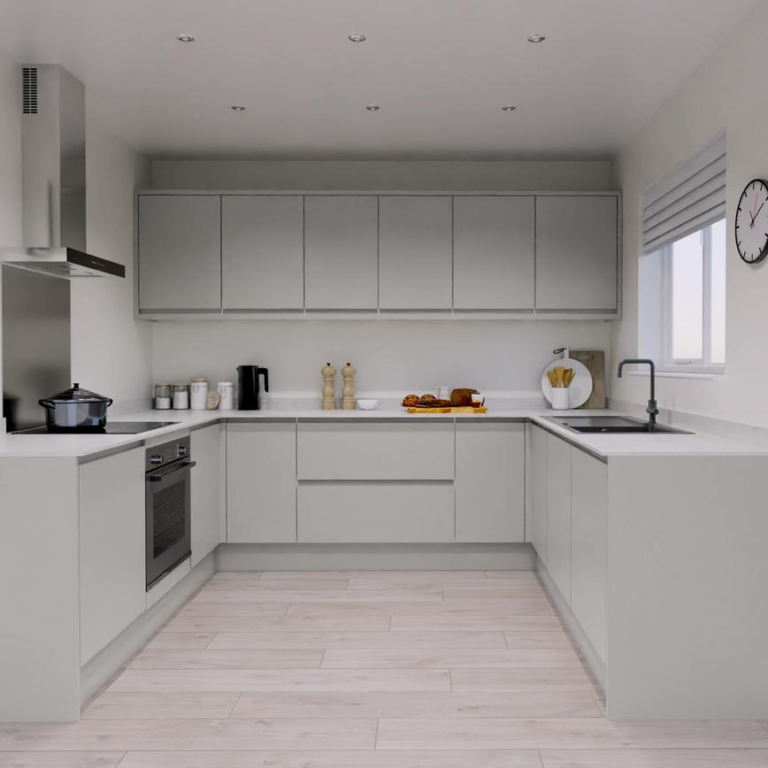 Clerkenwell Super Matt Dove Grey Handleless U Shape