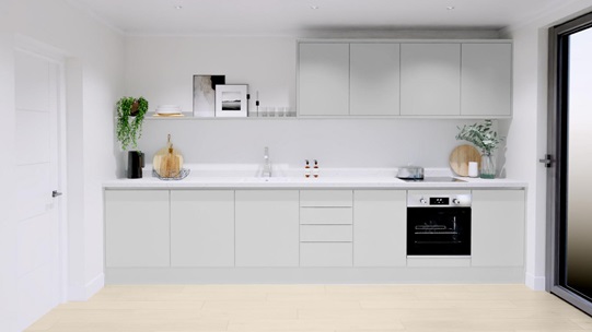 Greenwich Dove Grey Handleless EKES Single Wall Main Set Shot