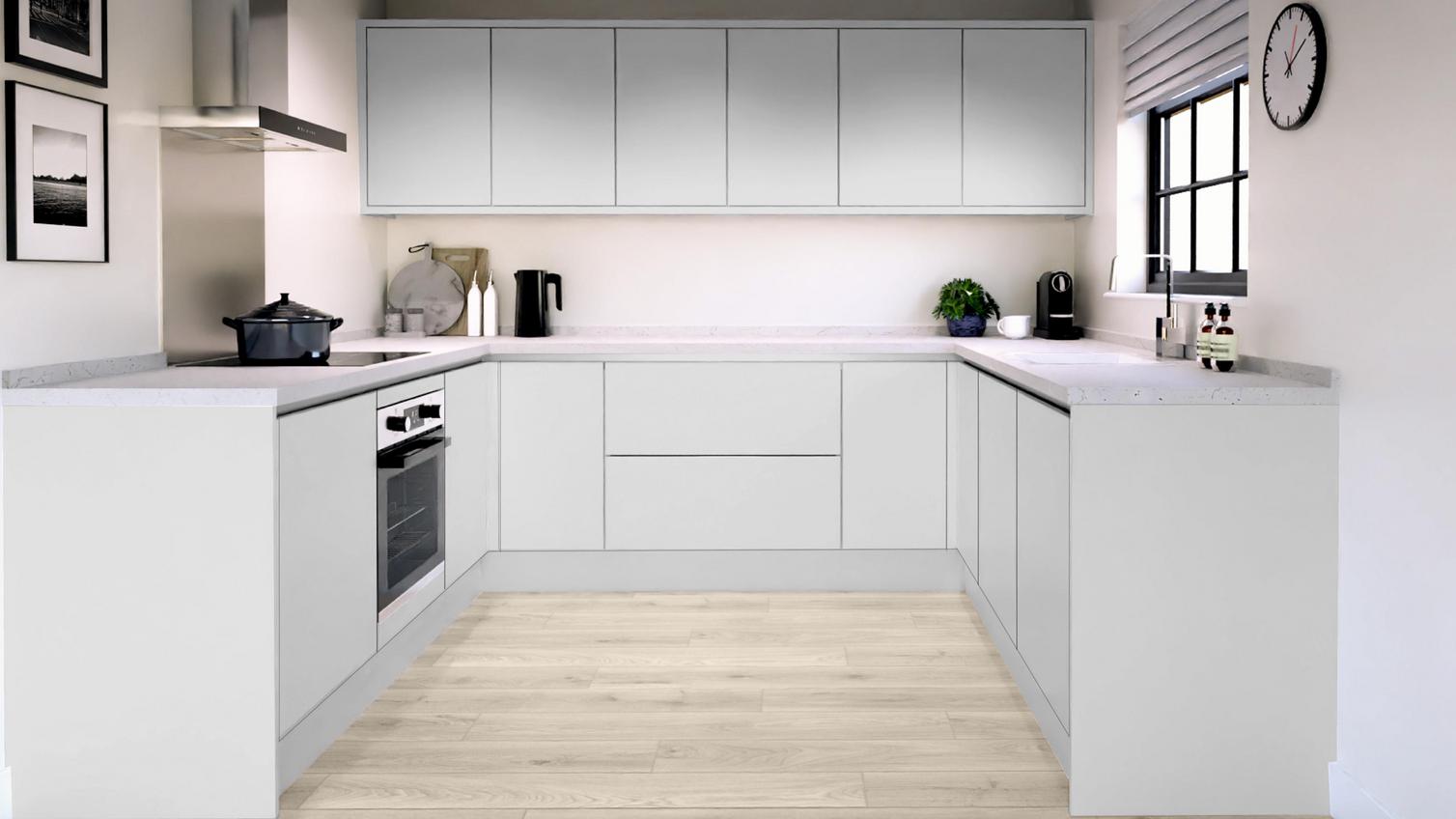 Greenwich Dove Grey Handleless EKES U Shape Main Set Shot