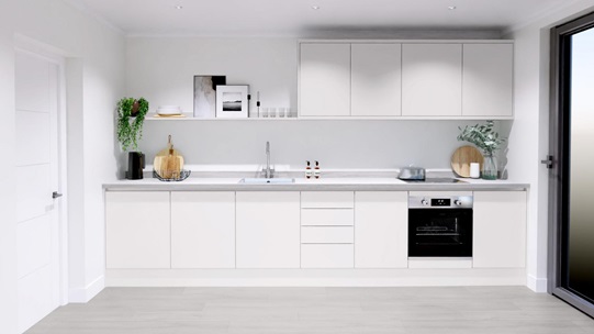 Greenwich White Smooth Handleless EKES Single Wall Main Set Shot