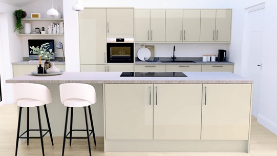 Greenwich Gloss Sandstone EKES Island Main Set Shot