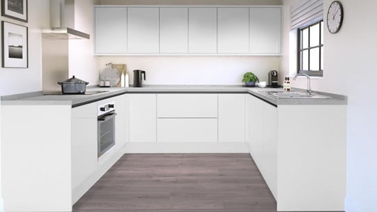 Greenwich Gloss Dove Grey Handless EKES U Shape Main Set Shot