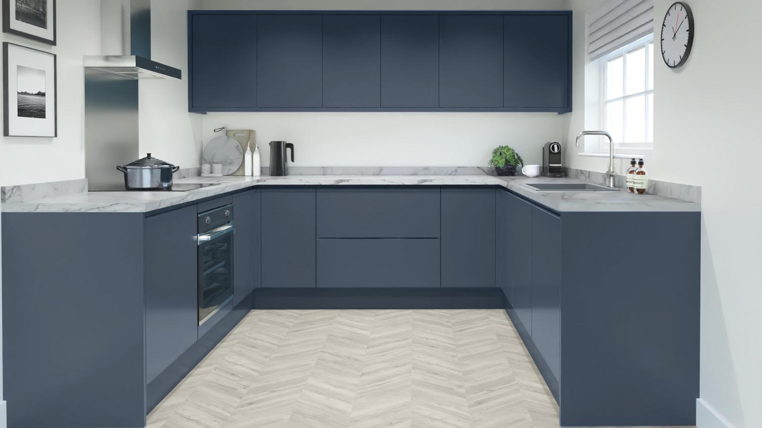 Greenwich Marine Blue Handleless Kitchen U Shaped 