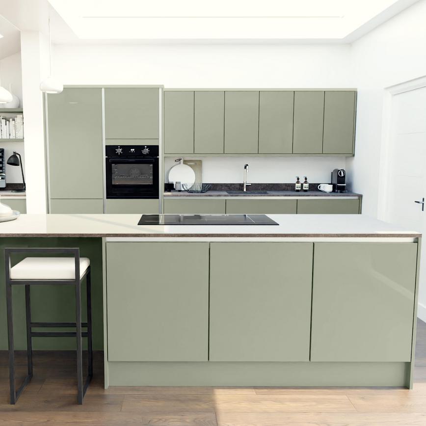 Greenwich Gloss Reed Green Handleless EKES Island