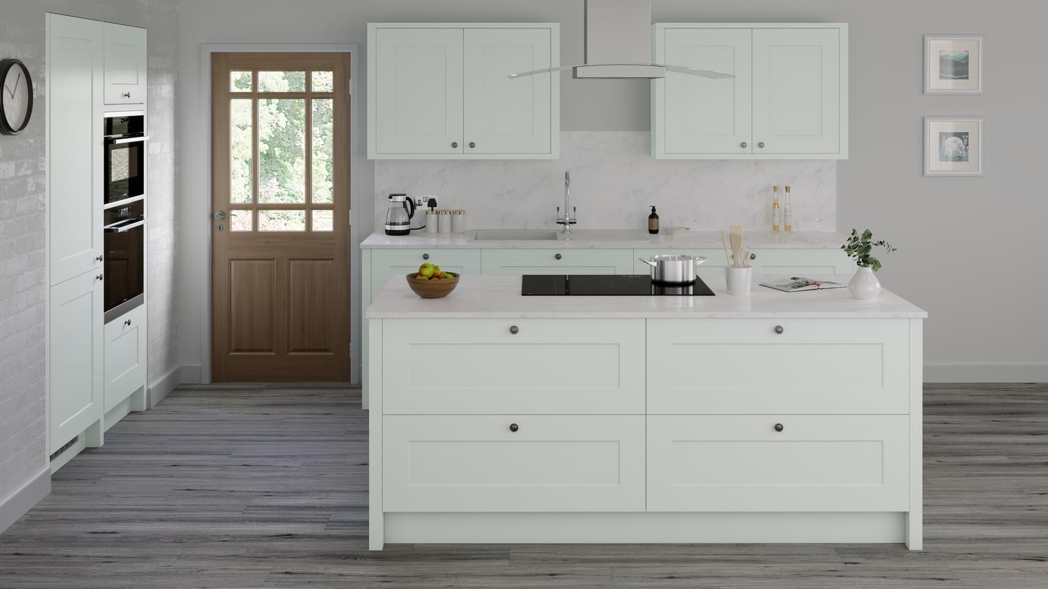 Chelford Paintable Blue EKES Island Main Set Shot