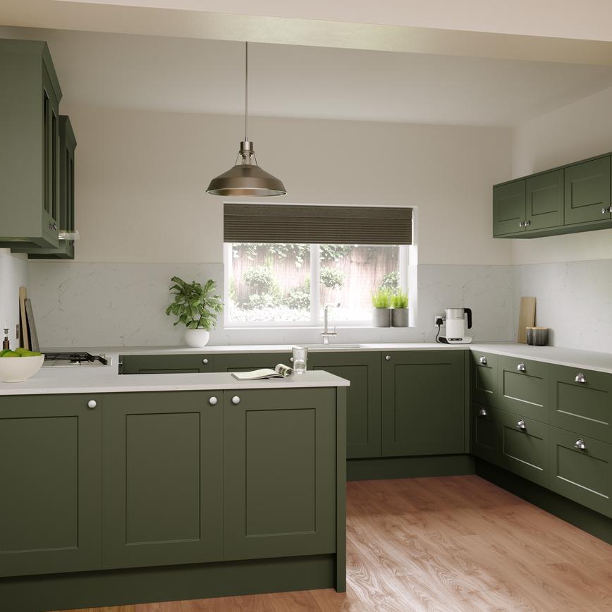 Chelford Paintable Green EKES Peninsula Main Set Shot