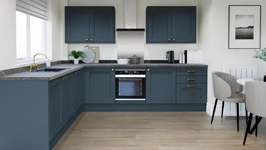 Chelford Marine Blue L-Shape Kitchen
