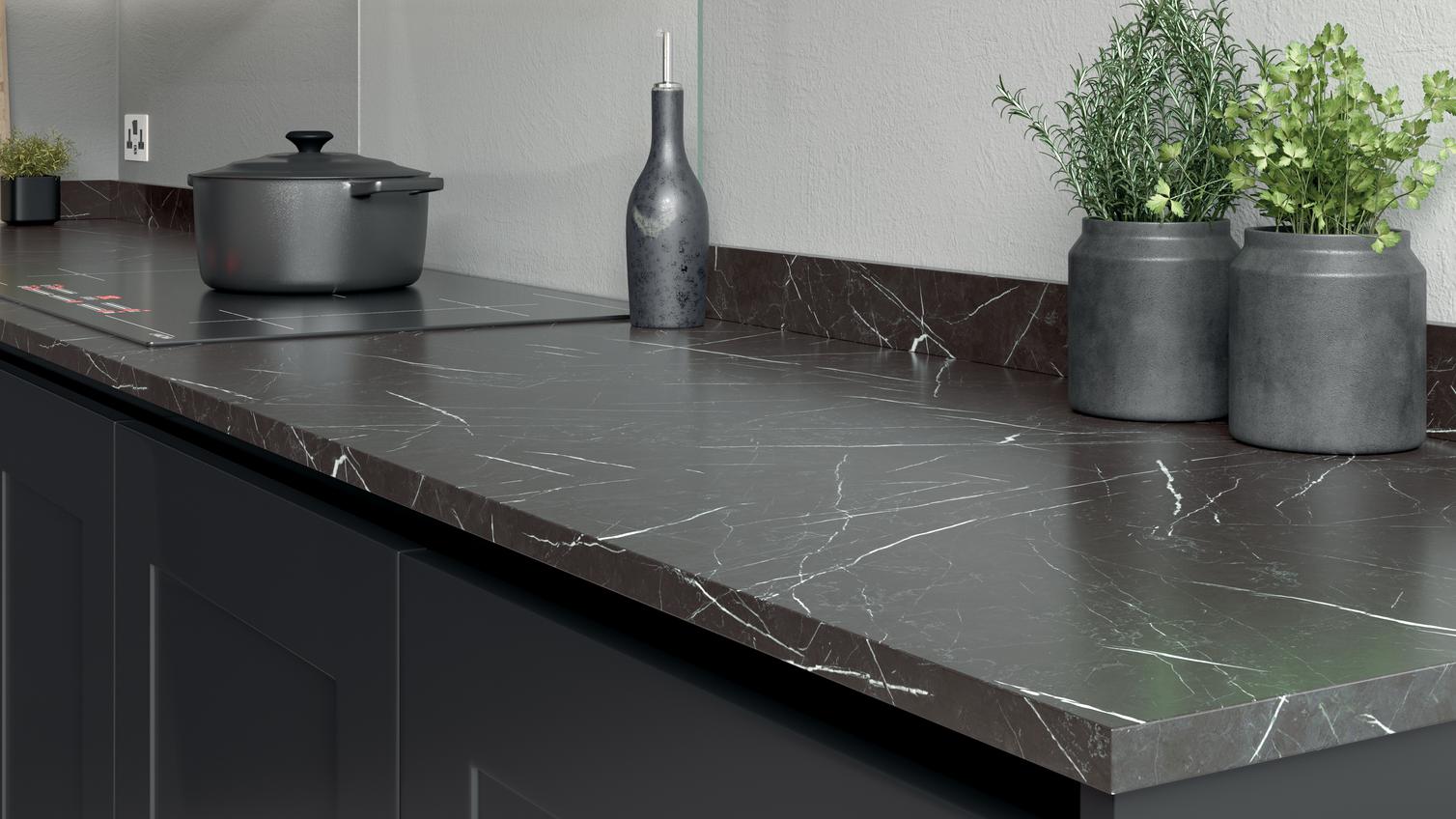Chelford Charcoal Handleless Worktop Cameo
