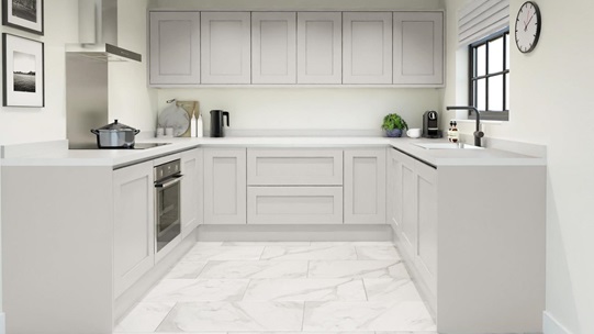 Chelford Dove Grey Handless EKES U Shape Main Set Shot