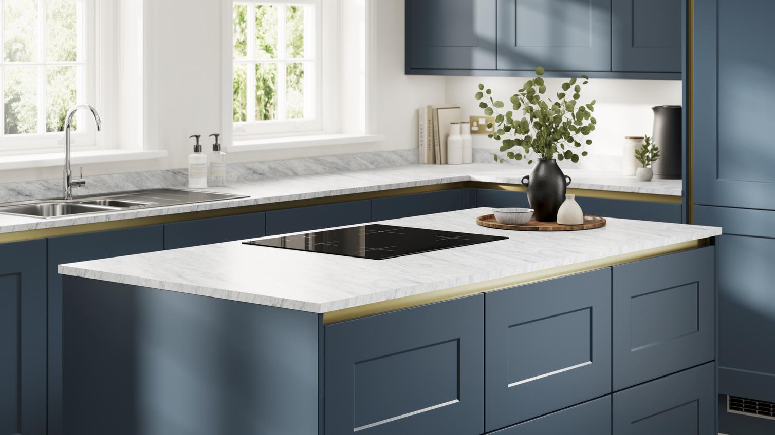 Chelford Marine Blue Handleless Island Cameo