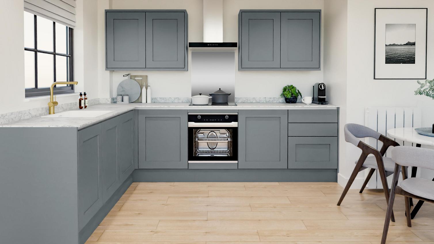 Chelford Dusk Blue Linear EKES L Shape