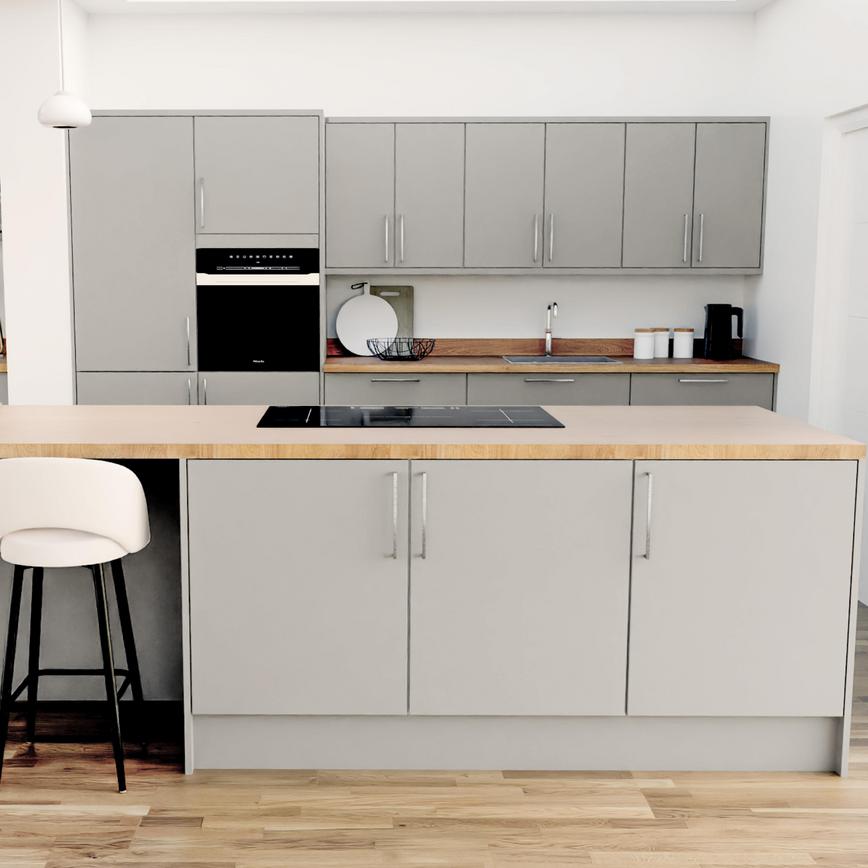 Hockley Super Matt Dove Grey EKES Island Main Set Shot