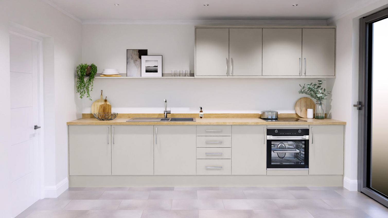 Hockley Mirror Gloss Dove Grey EKES Single Wall Main Set Shot