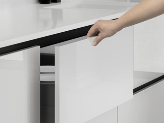 Linear detail shown on Hockley Mirror Gloss White Handleless