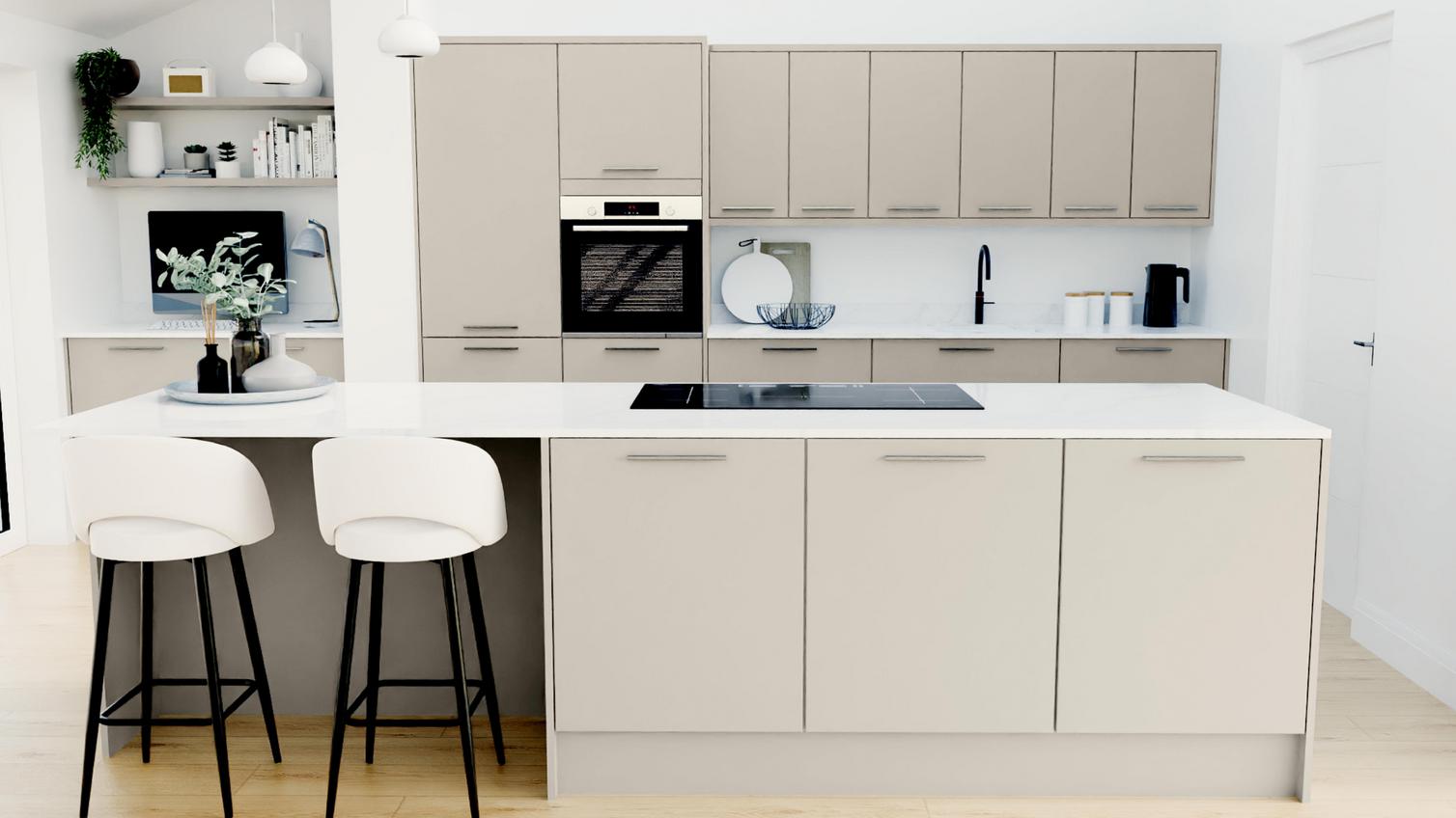 Hockley Mirror Gloss Sandstone EKES Island Main Set Shot