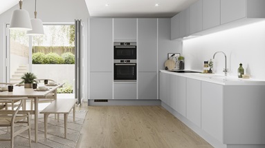 Hockley Super Matt Dove Grey Handleless Main Set Shot