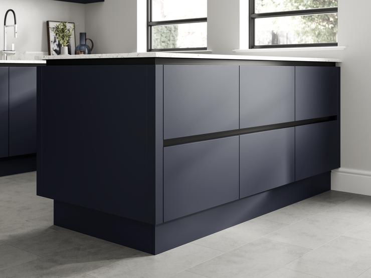 Hockley Super Matt Navy Handleless - Island