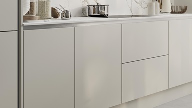 Hockley Super Matt Handleless Sandstone Counter Cameo