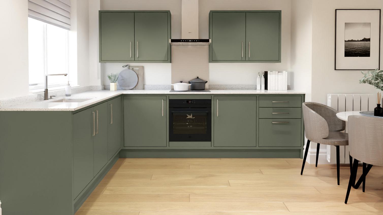 Hockley Super Matt Reed Green Inframe L Shape