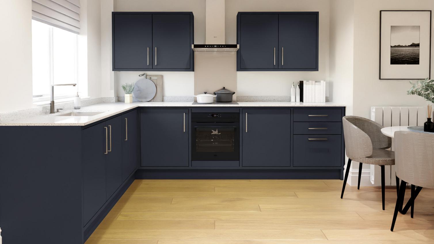 Hockley Super Matt Navy in-frame L shape kitchen