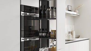 Hockley Super Matt White & Concrete Handleless Storage Detail