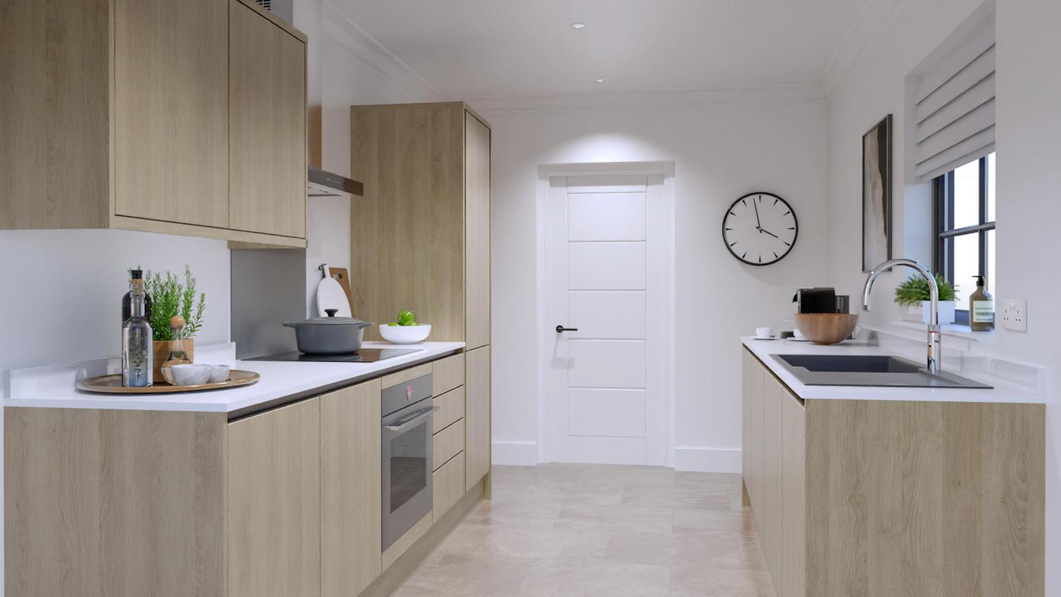 Hockley Textures Oak Handleless Galley