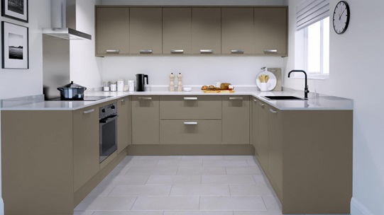 Hockley Mirror Gloss Sand Grey EKES U Shaped