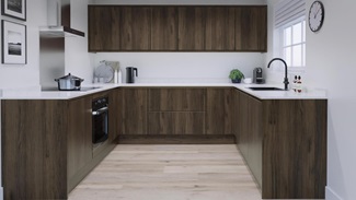 Hockley Textures Dark Oak Handleless EKES U Shaped
