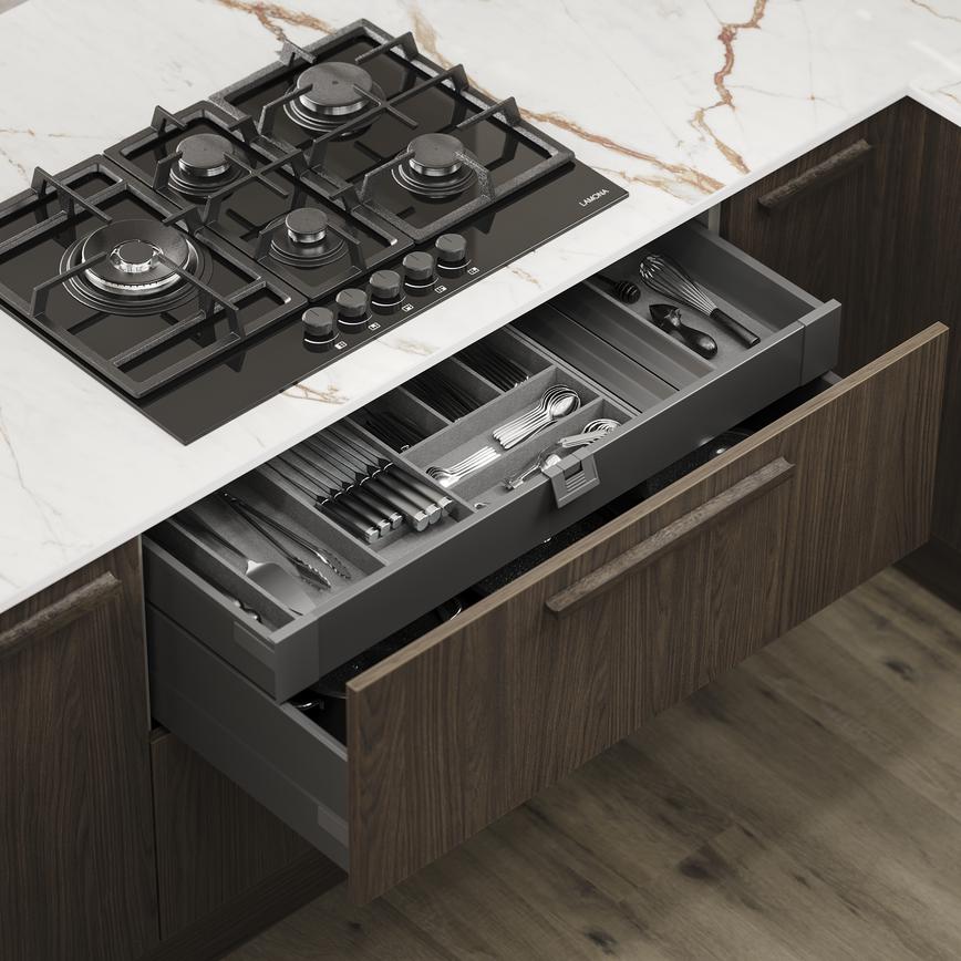 Hockley  Textures  Dark Oak and Super Matt Sandstone Drawer Storage