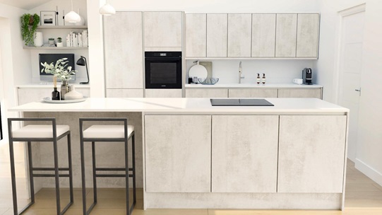 Hockley Textures White Stone Handleless Island EKES 