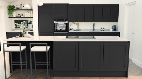 Frome Charcoal Handleless EKES Island