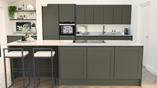 Frome Ash Green Handleless EKES Island