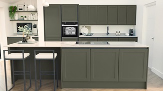 Frome Ash Green Handleless EKES Island