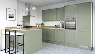 Frome Reed Green Handleless EKES Peninsula