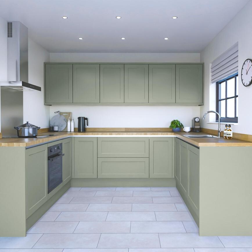 Frome Reed Green Handleless EKES UShaped