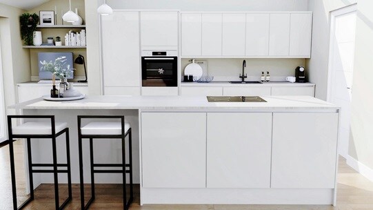 Winterton White Gloss Handleless EKES Island