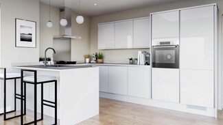 Winterton White Gloss Handleless EKES Peninsula
