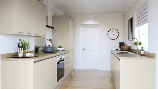 Winterton Sandstone Gloss Handleless EKES Galley