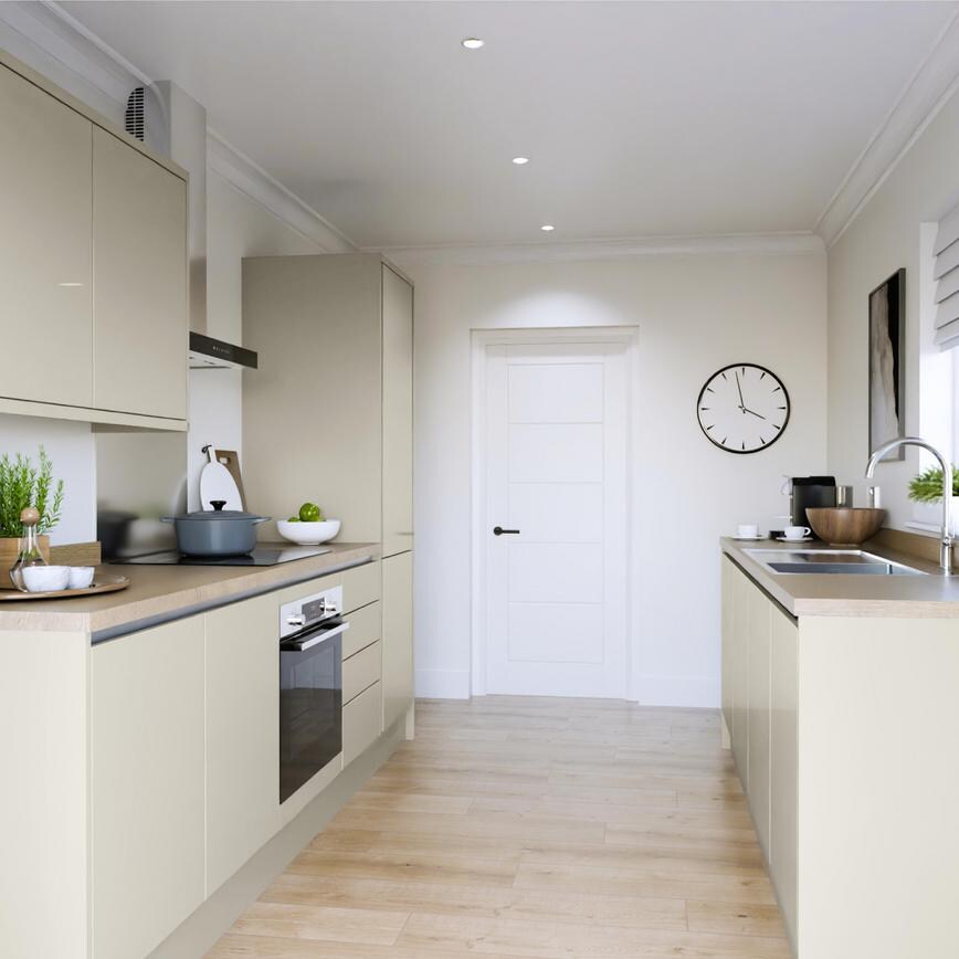 Winterton Sandstone Gloss Handleless EKES Galley