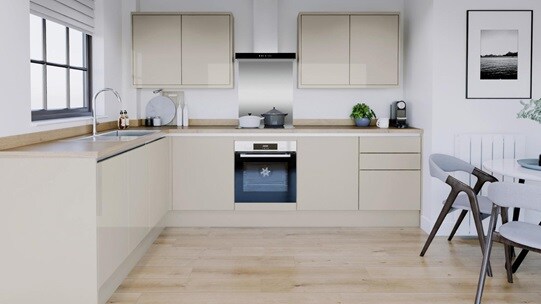 Winterton Sandstone Gloss Handleless EKES L Shape